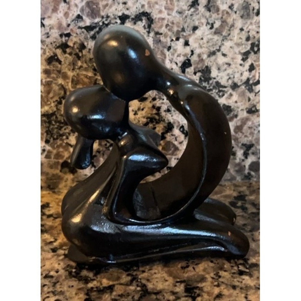 Kissing Couples Wood Abstract Figurine-a few marks-see pics